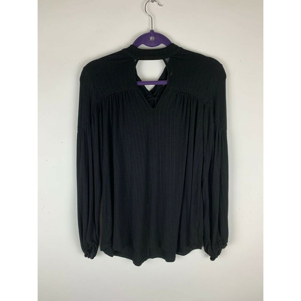 Jessica Simpson Black Top Tie Front Neck Open Back Long Sleeve Size Small